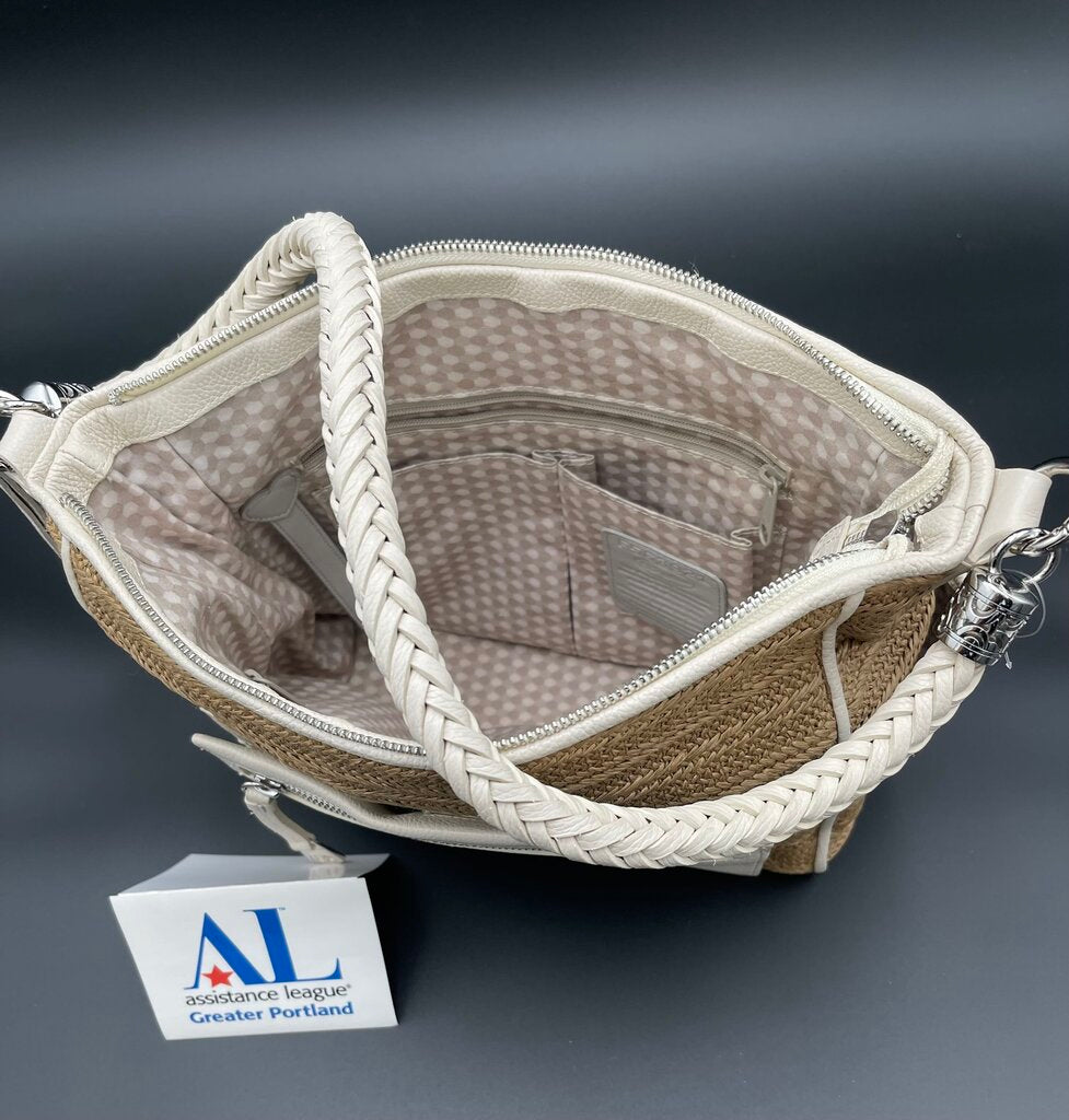 Brighton tan and cream tote.