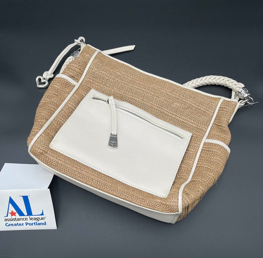 Brighton tan and cream tote.