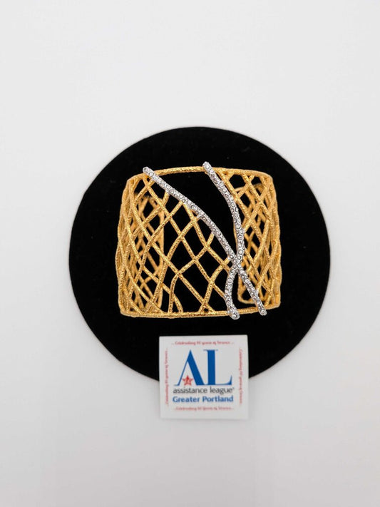 Alexis Bittar Gold Plated Cuff with Pave Crystal Accents.
