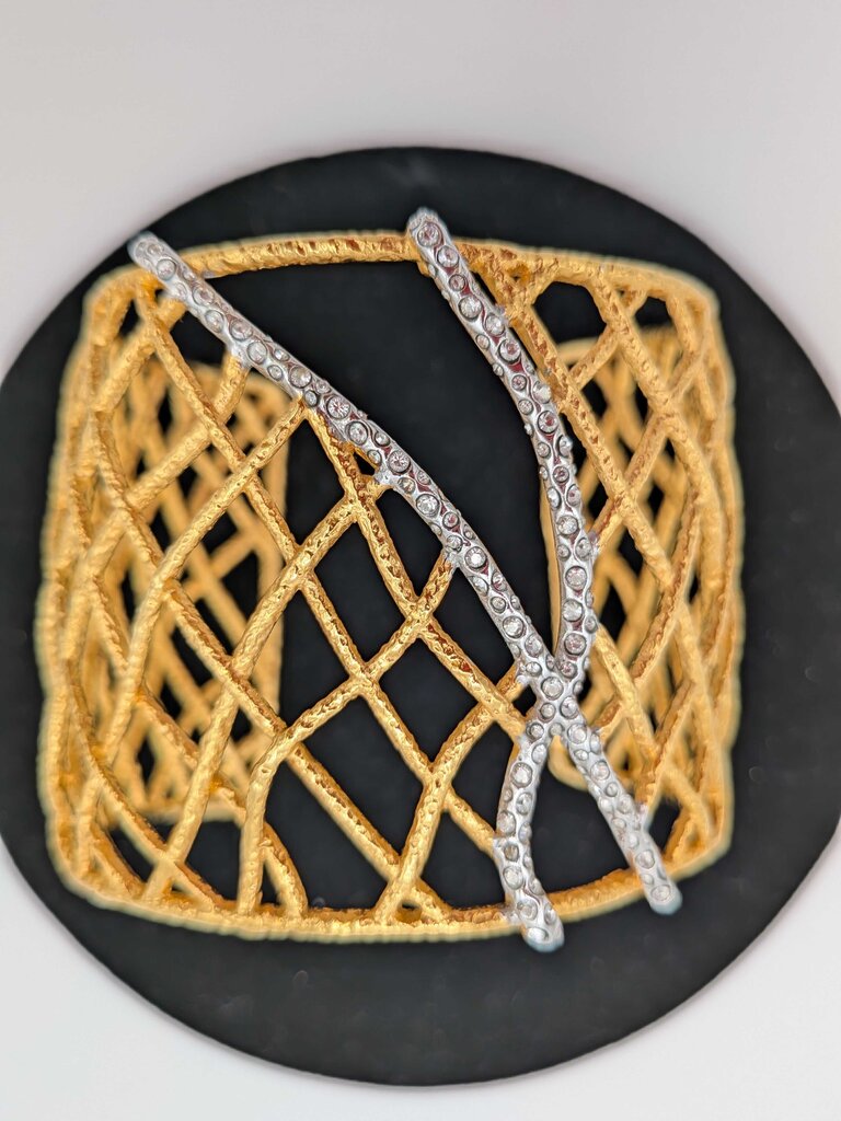 Alexis Bittar Gold Plated Cuff with Pave Crystal Accents.