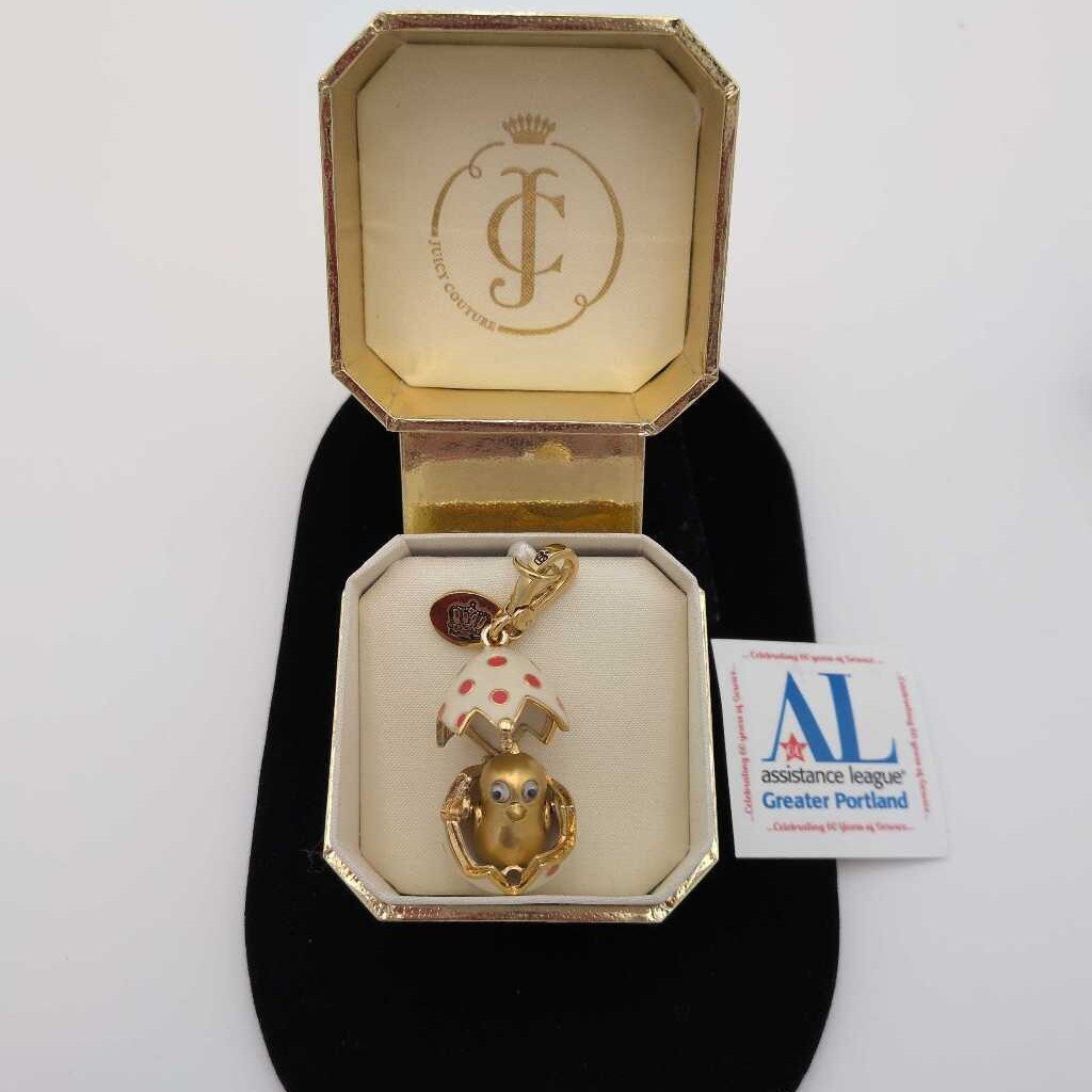 Vintage Juicy Couture Charm Made In USA Easter Egg with Chicken In Gift Box