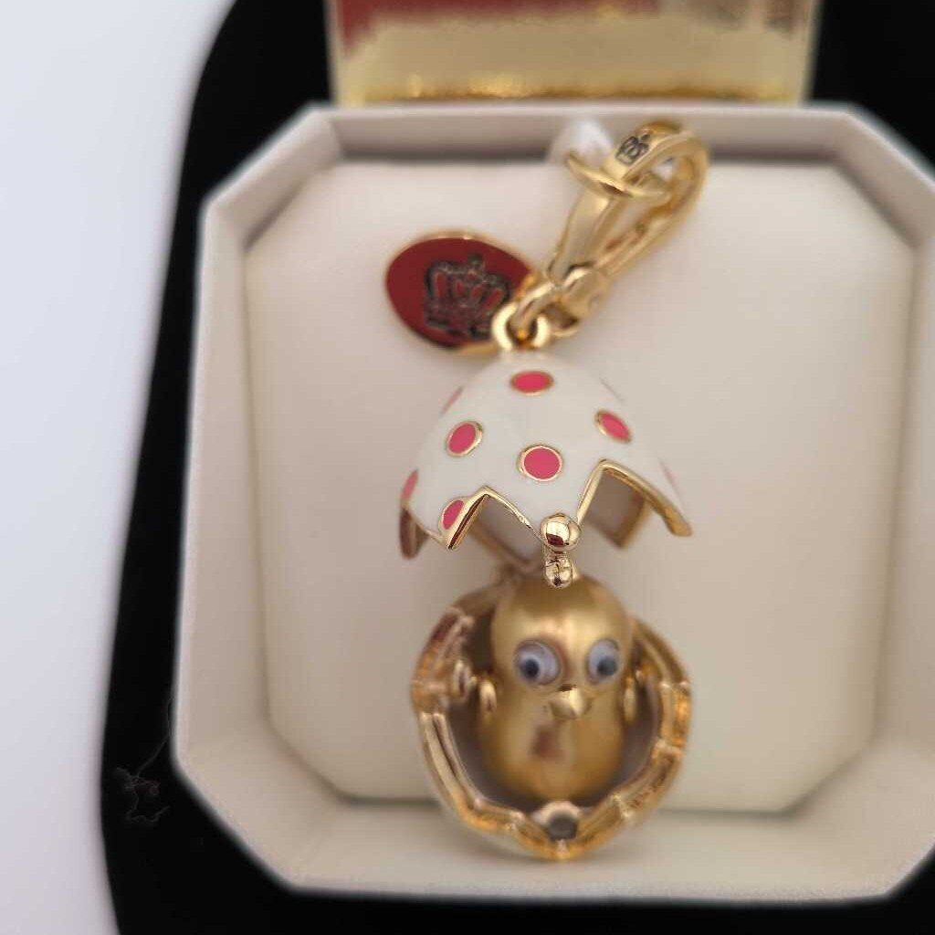 Vintage Juicy Couture Charm Made In USA Easter Egg with Chicken In Gift Box