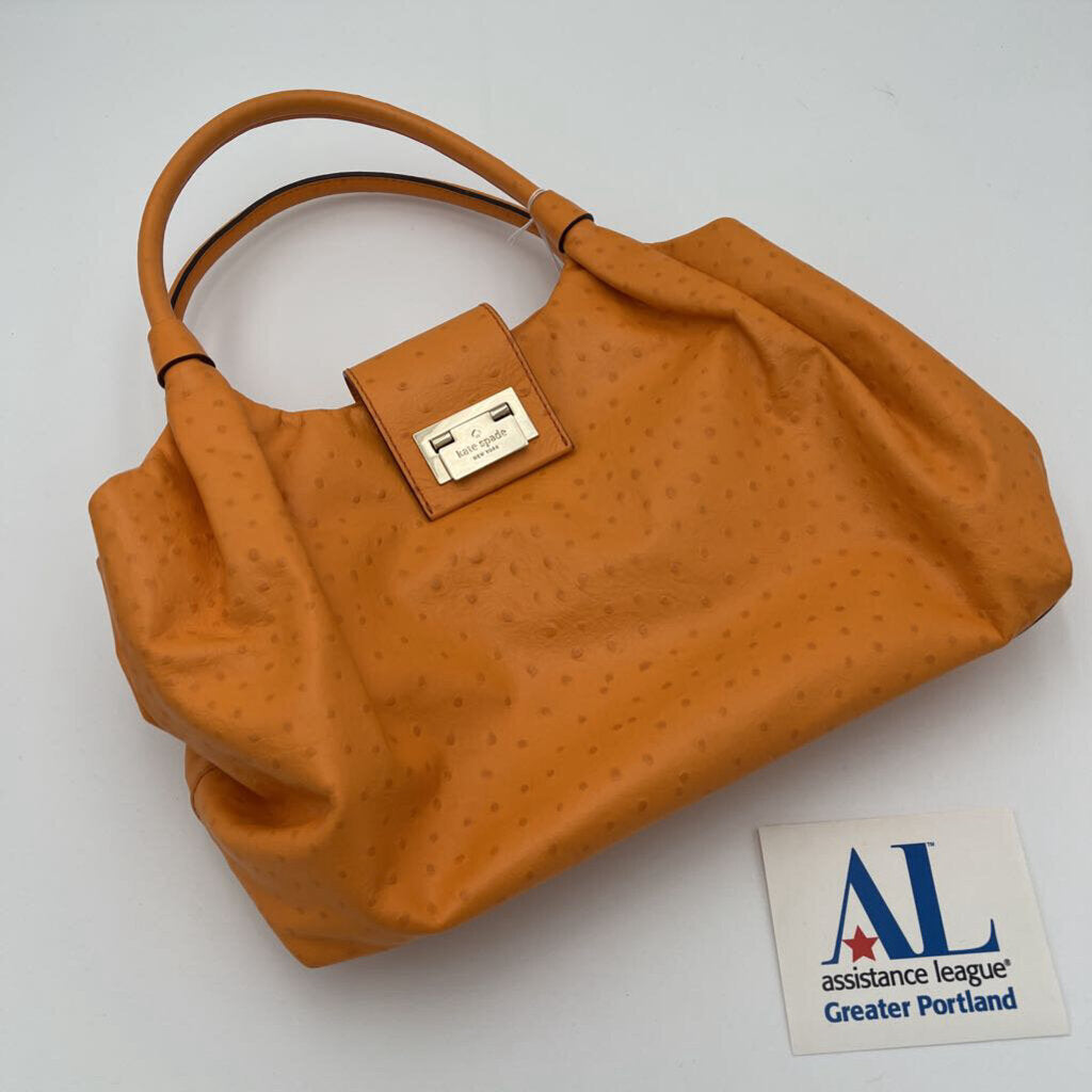 Kate Spade orange ostrich leather tote