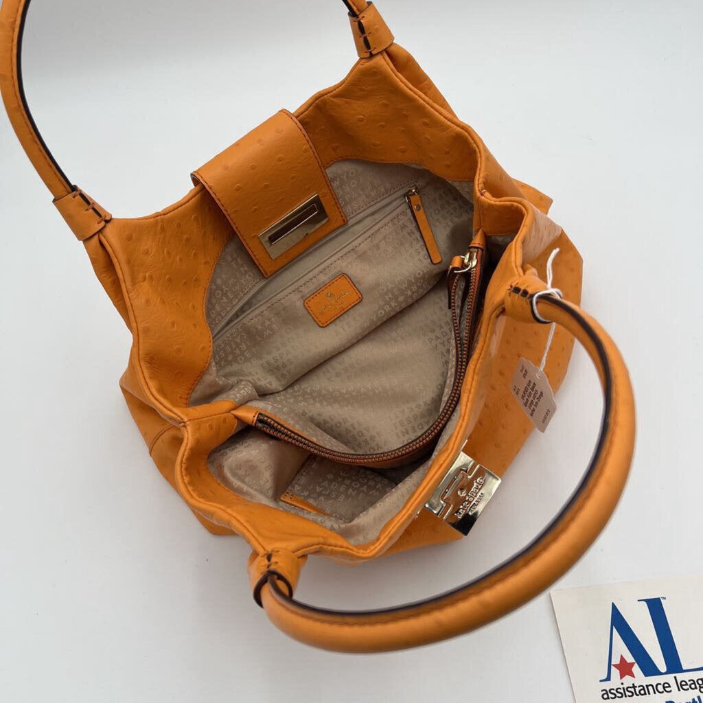 Kate Spade orange ostrich leather tote